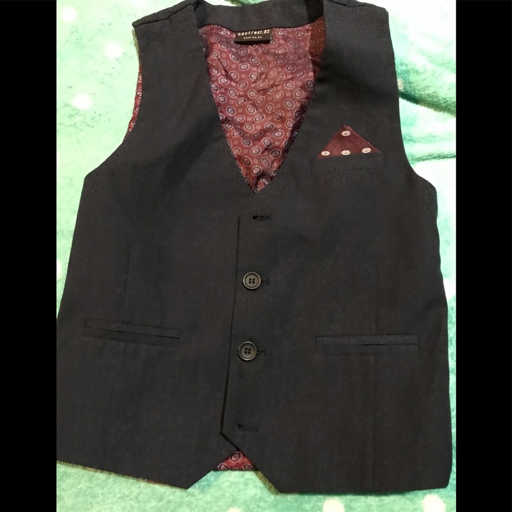 Boys blue dress vest by next size 6